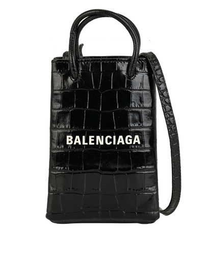 Mini Shopping Tote, &pound;250, Handbags, Black, Leather, Front view